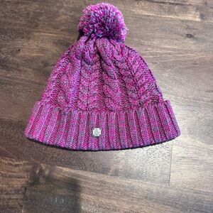 Smartwool Pink and Purple Knit Ski Town Beanie with Pom-Pom